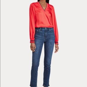 Lauren Ralph Lauren Tops - Lauren Ralph Lauren Striped-Trim Print Top Blouse Lauren Ralph Lauren Tops - Lauren Ralph Lauren Striped-Trim Print Top Blouse